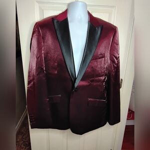 Tazzio Shiny Burgundy Tuxedo Jacket Men's Size 2XL